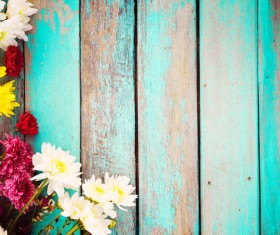 Old wooden background flowers Stock Photo 03