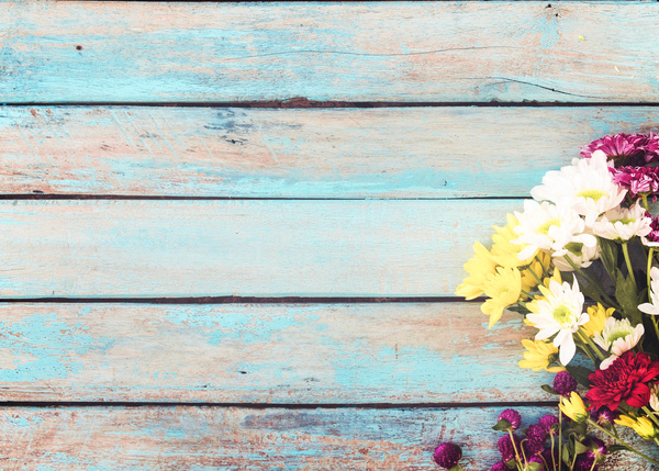 Old wooden background flowers Stock Photo 04