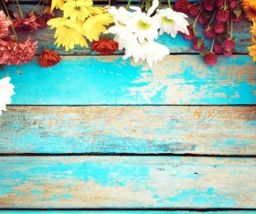 Old wooden background flowers Stock Photo 05