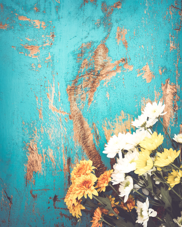 Old wooden background flowers Stock Photo 07