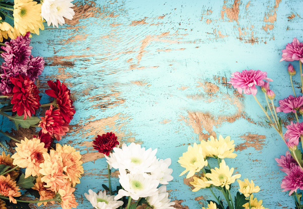 Old wooden background flowers Stock Photo 08