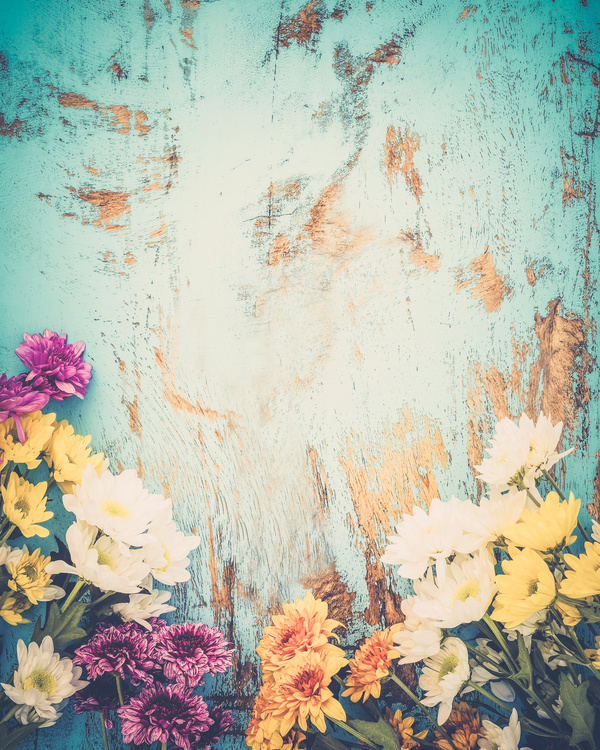 Old wooden background flowers Stock Photo 12