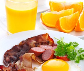 Omelette with bacon with sausage Stock Photo
