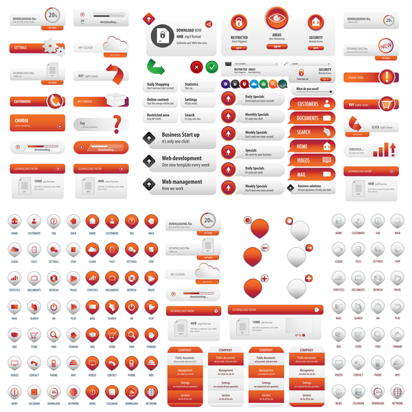 Orange User buttons vector material