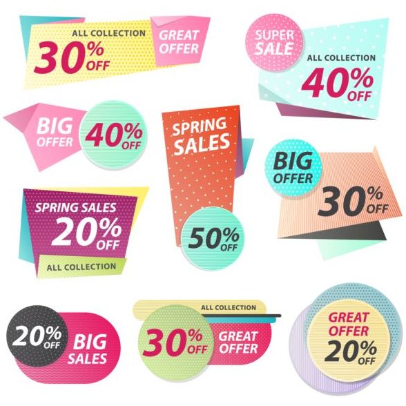 Origami big offer banners vector