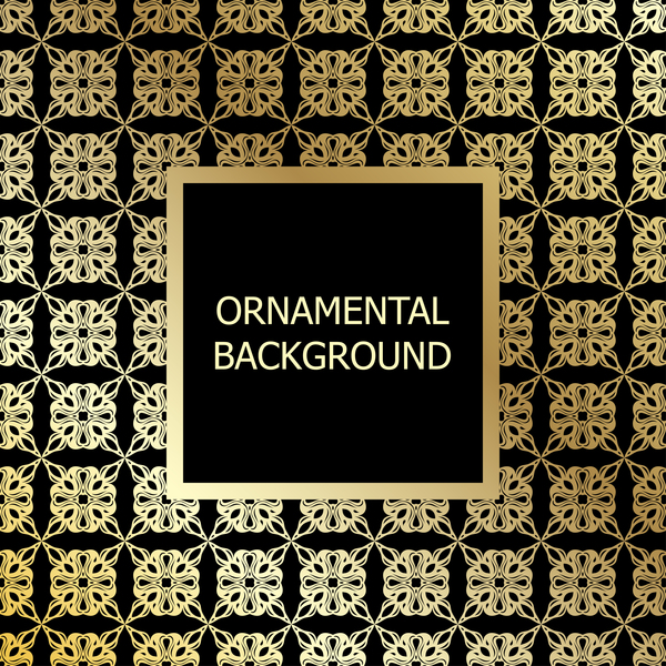 Ornament background with golden pattern vector 10
