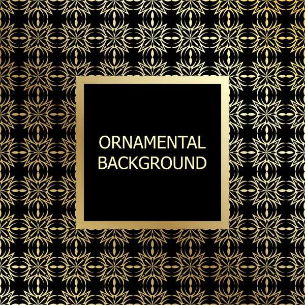Ornament background with golden pattern vector 13