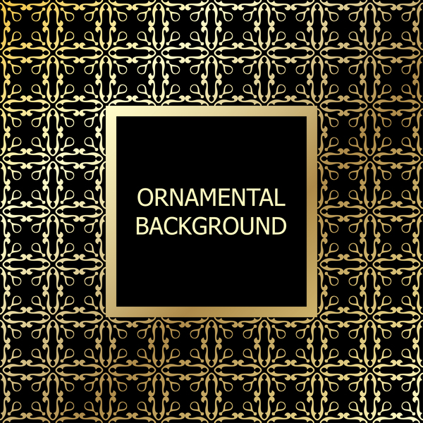 Ornament background with golden pattern vector 15