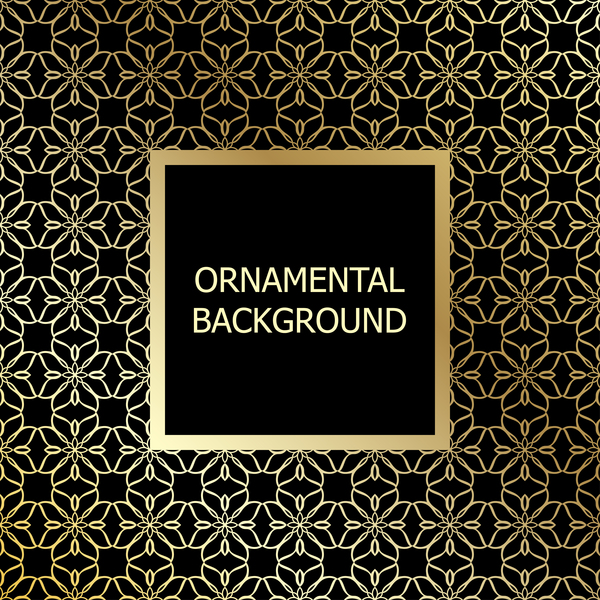 Ornament background with golden pattern vector 16