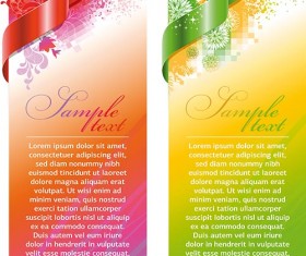 Ornate vertical banner with ribbon vector 01