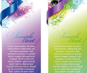 Ornate vertical banner with ribbon vector 02