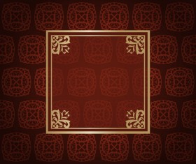 Ornate vintage pattern with deco frame vector material 02