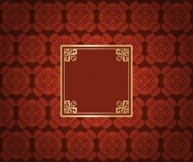 Ornate vintage pattern with deco frame vector material 04