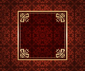 Ornate vintage pattern with deco frame vector material 06