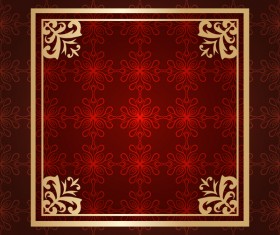 Ornate vintage pattern with deco frame vector material 07