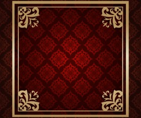 Ornate vintage pattern with deco frame vector material 08