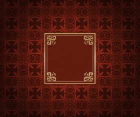 Ornate vintage pattern with deco frame vector material 09