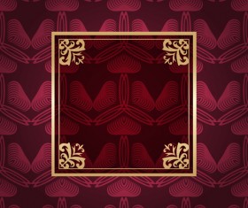 Ornate vintage pattern with deco frame vector material 14