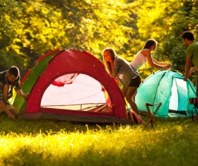 Outdoors together tents men and women HD picture