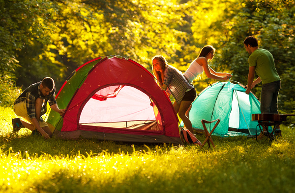 Outdoors together tents men and women HD picture