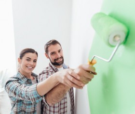 Paint the green walls of the couple Stock Photo