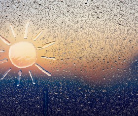 Painting on glass window drops Stock Photo