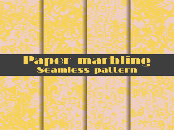 Paper marbling seamless pattern vector set 01