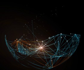 Particles and lines with sphere background vector 02