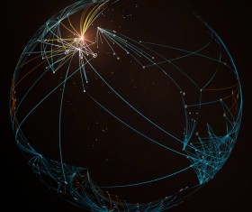 Particles and lines with sphere background vector 06