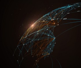 Particles and lines with sphere background vector 08