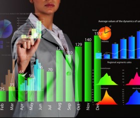 Person gestures and data charts HD picture