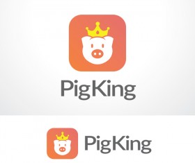 Pig King logo design vector