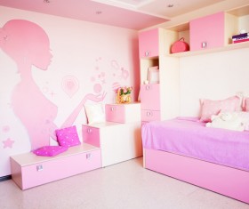 Pink girl house view Stock Photo