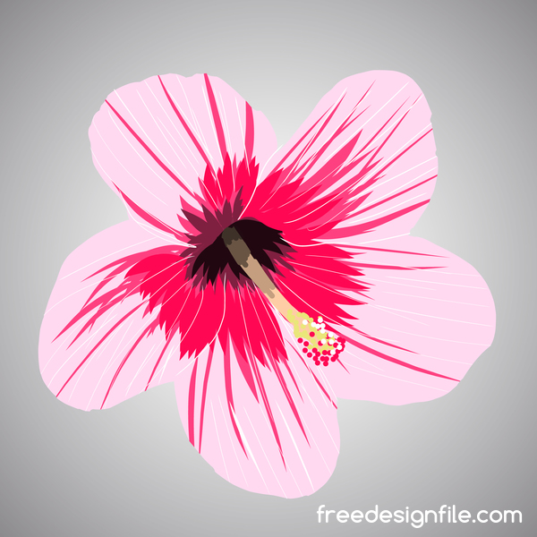 Pink tropical flowers vector material 02