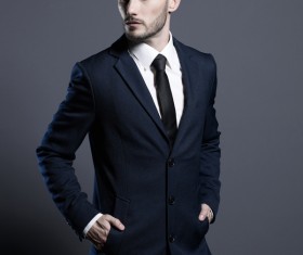 Playing black tie handsome man Stock Photo 02