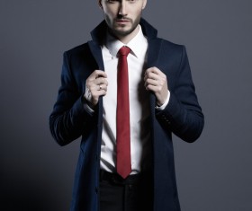 Playing red tie handsome man Stock Photo 01