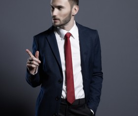 Playing red tie handsome man Stock Photo 02