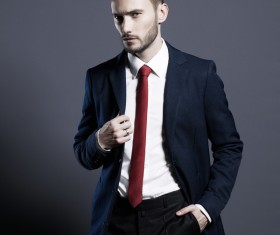Playing red tie handsome man Stock Photo 03
