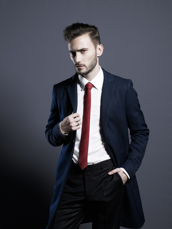 Playing red tie handsome man Stock Photo 03
