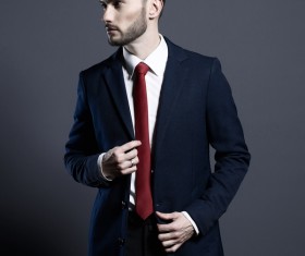 Playing red tie handsome man Stock Photo 04