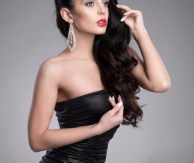 Pretty woman wearing a black dress Stock Photo 03