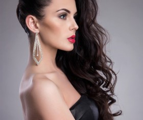 Pretty woman wearing a black dress Stock Photo 05