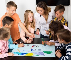 Primary school teachers and students Stock Photo 01