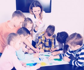 Primary school teachers and students Stock Photo 04
