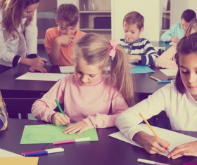 Primary school teachers and students Stock Photo 05