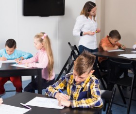 Primary school teachers and students Stock Photo 07