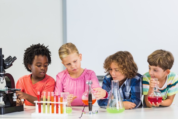 Pupils do chemistry experiments Stock Photo 07 free download