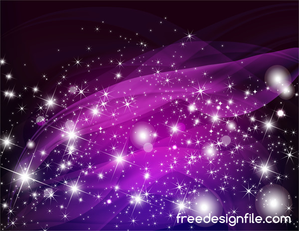 Purple abstract background with shining stars vector 01