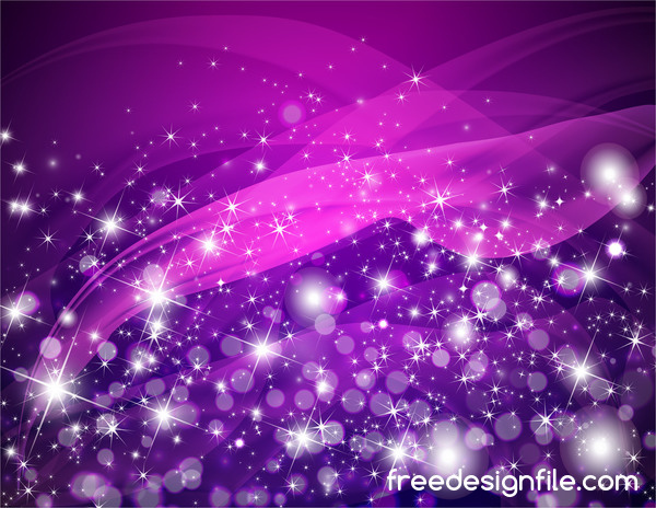 Purple abstract background with shining stars vector 02