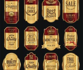 Red and golden luxury labels vector